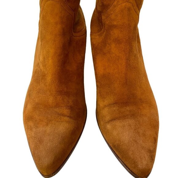 Tamara Mellon Go West Suede Stretch Ankle Bootie Boots Chestnut Brown Size 11 - Picture 4 of 12